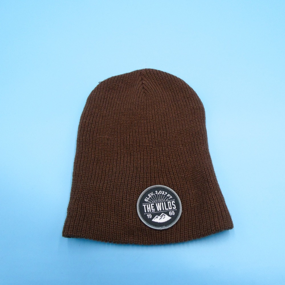 Ouray Beanie One Size The Wilds Ohio Brown Mountain Patch Acrylic Knit Hat